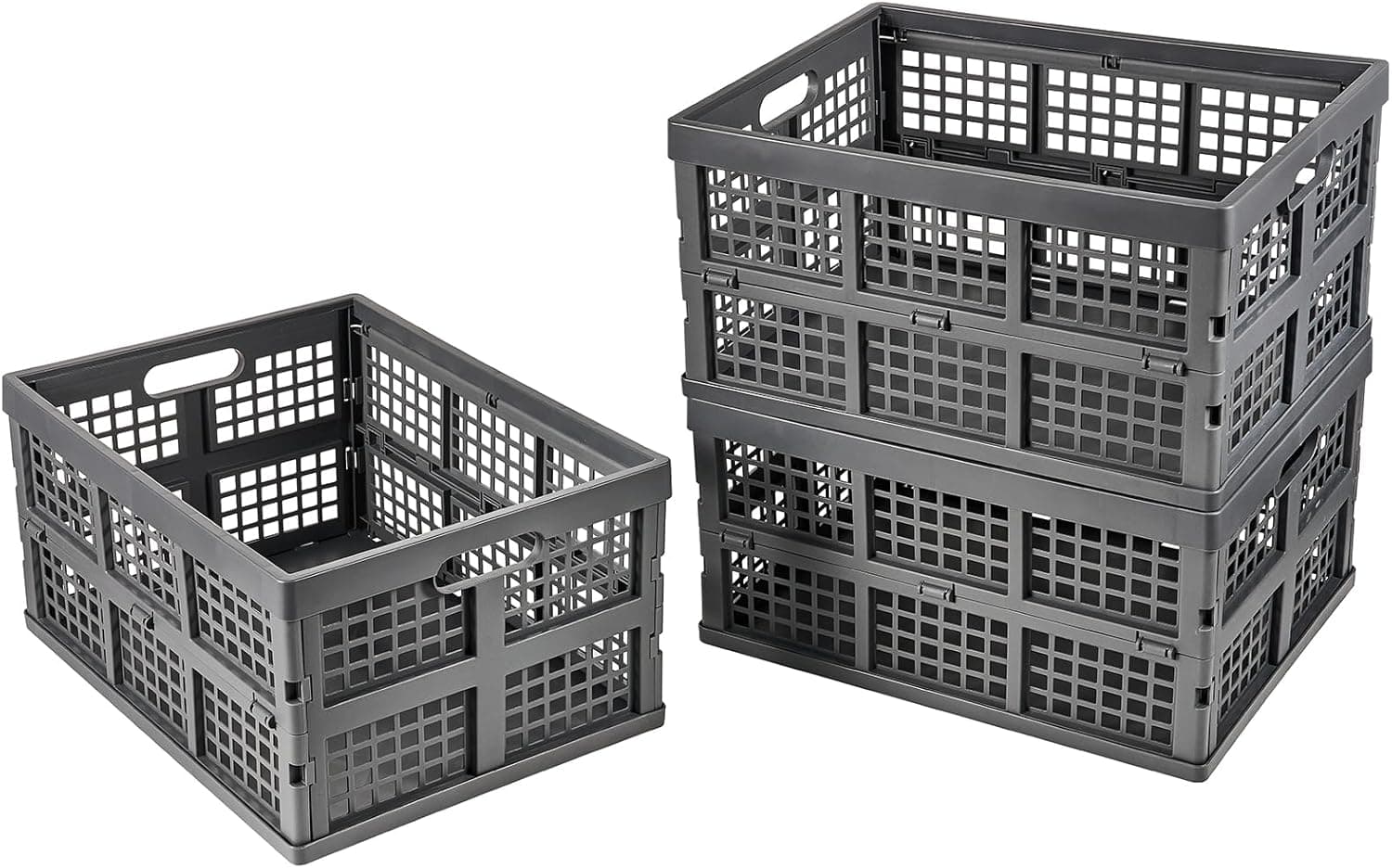 Aebeky 30L Collapsible Plastic Storage Crate 3-Pack Foldable