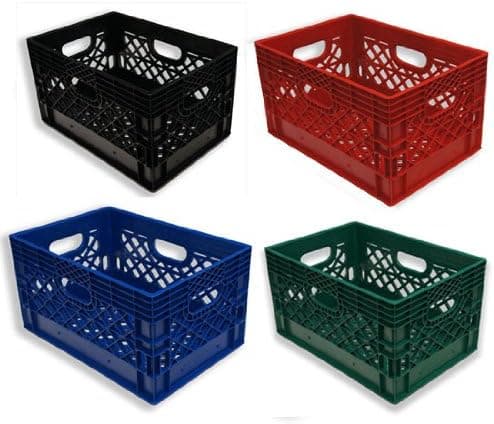 Farmplast 24 Qt Color Milk Crates Blue Red Green Multi-Pack
