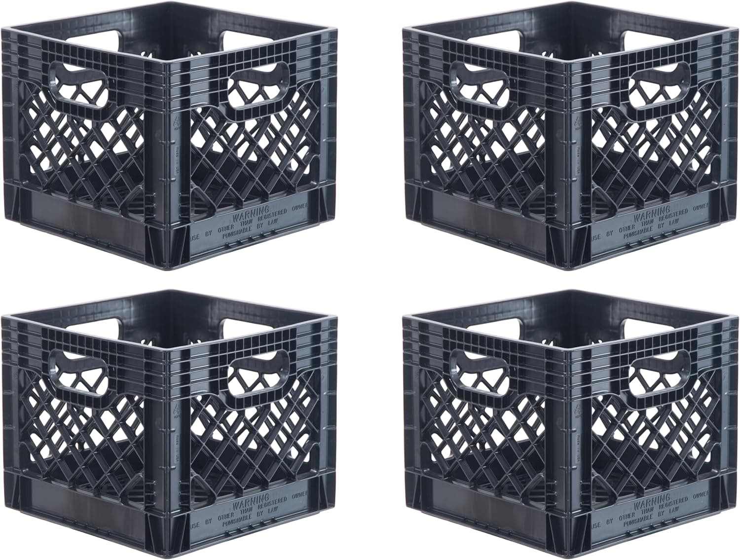 Hudson Exchange 13 x 13 x 11 Commercial Milk Crate 16 Qt 4-Pack