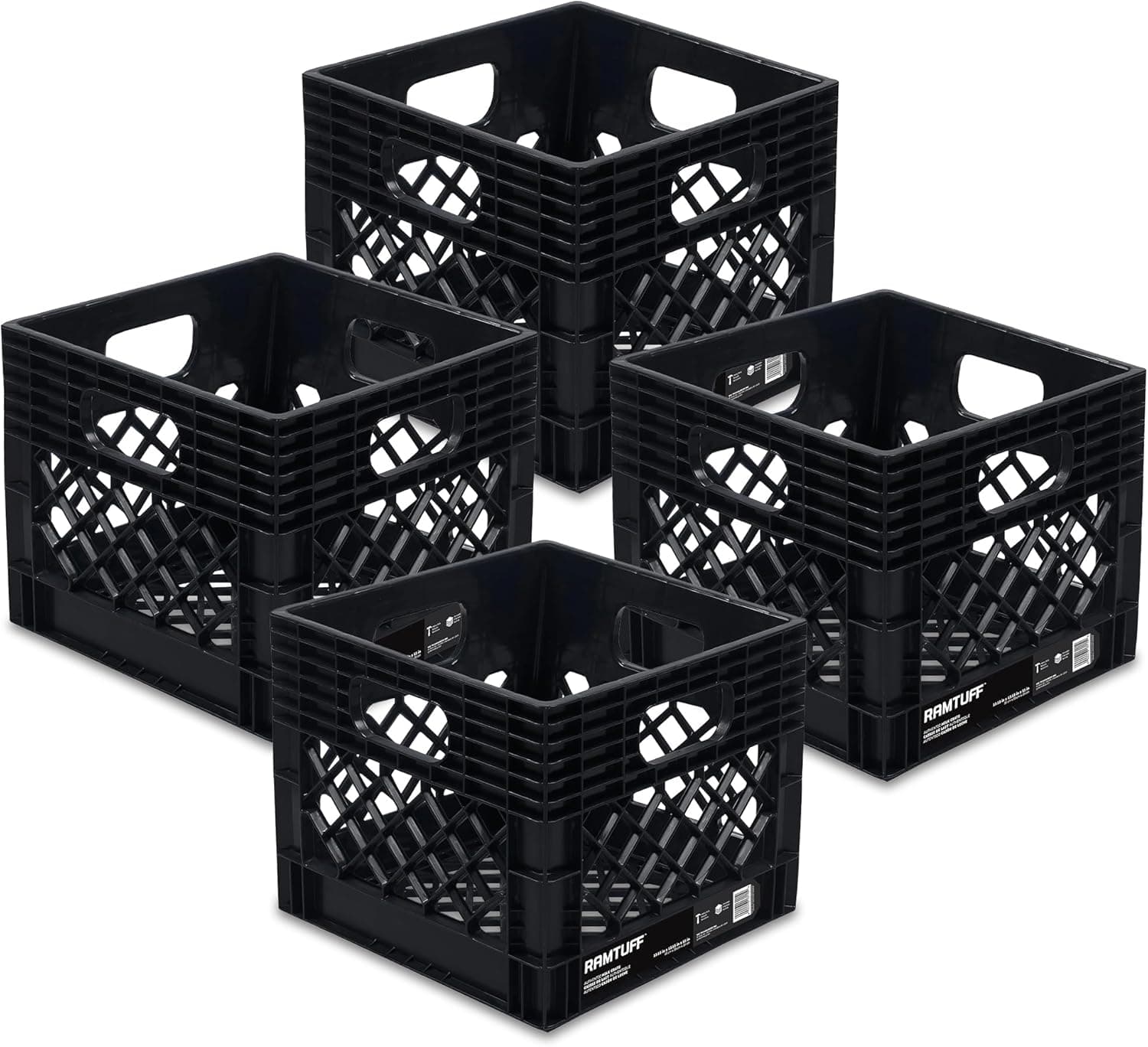 Ramtuff Heavy-Duty Milk Crate 250 lb Capacity Reinforced