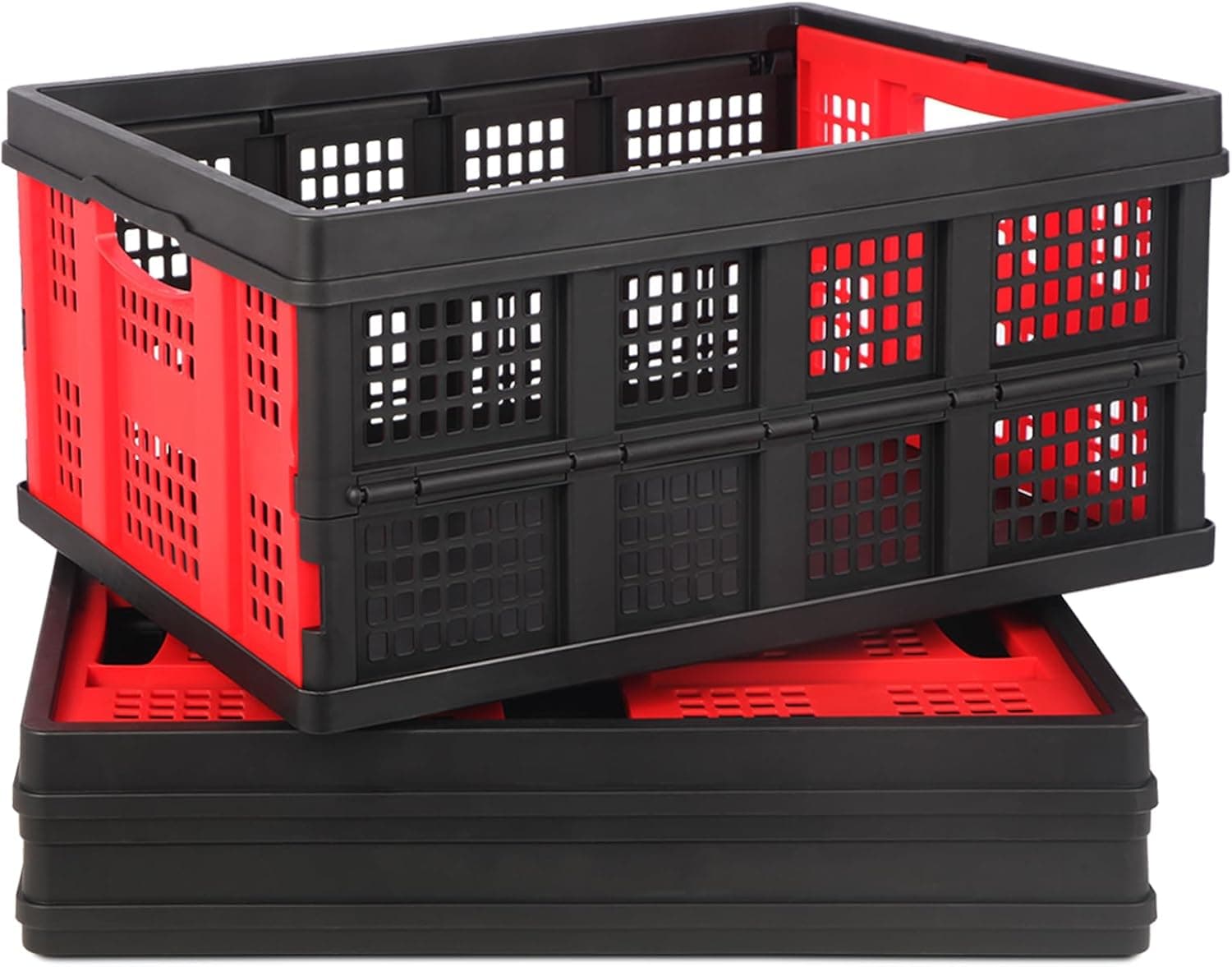 Shineyaplus Collapsible Plastic Storage Crate 55L Foldable