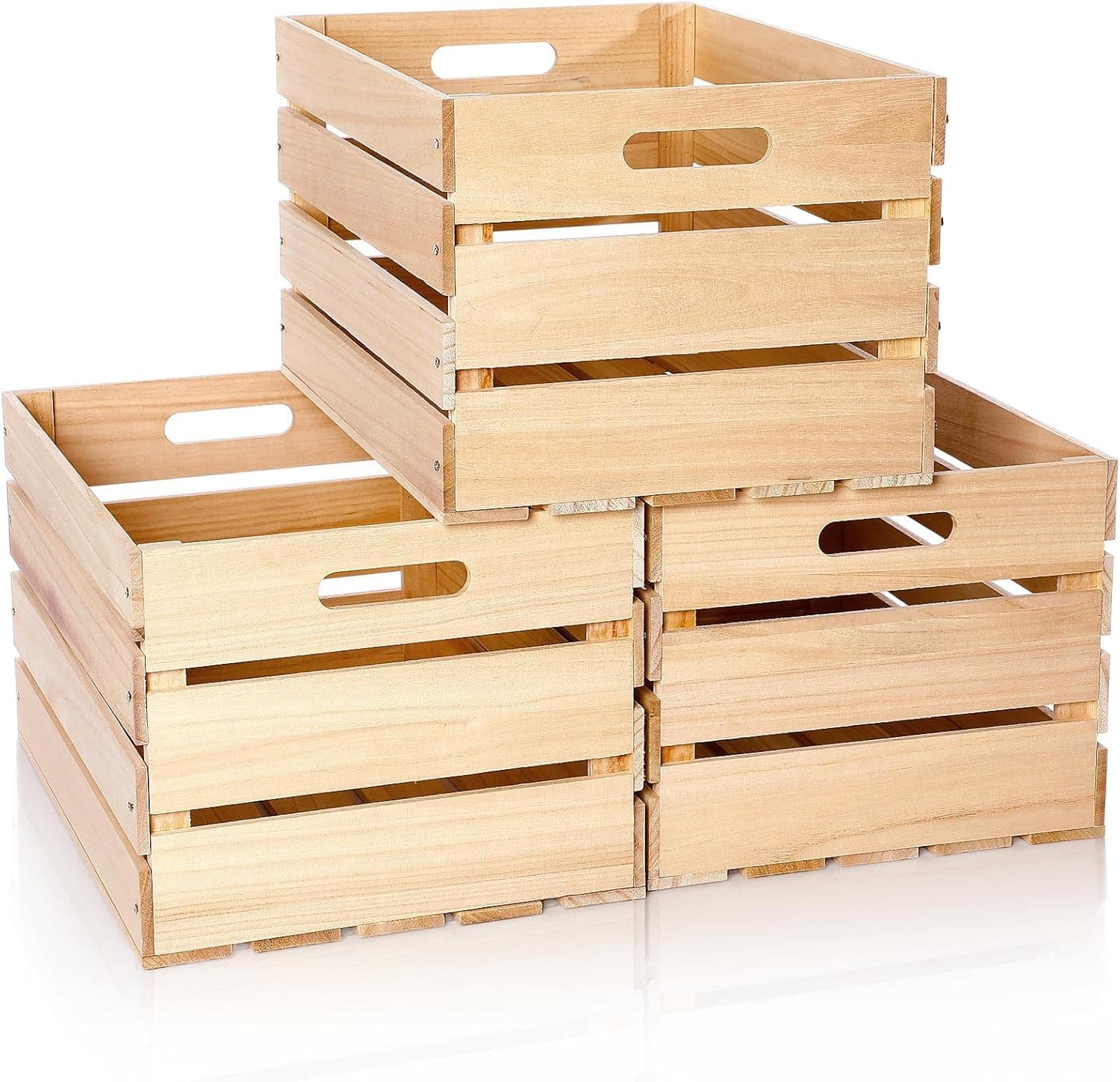 Weysat Wooden Milk Crates 3-Pack Unassembled